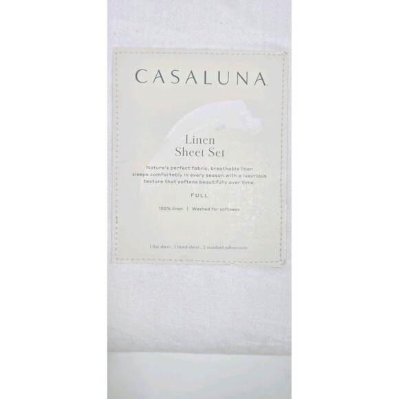 Casaluna 100% Linen Fresh White Full Size 4 Piece Sheet Set New - Picture 4 of 7